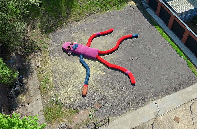 aerial view of the sock monkey