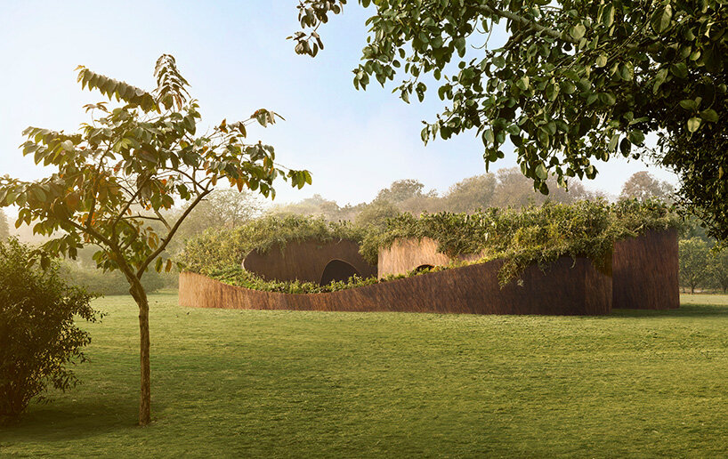 living canopy of native plants tops aranyani's upcycled lantana pavilion in india