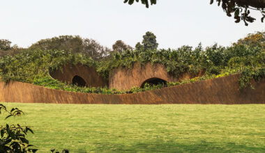 native plants top aranyani’s upcycled lantana pavilion in india