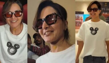 Manju Warrier with the yellow patch on her neck. Photo: Screengrab/YouTube