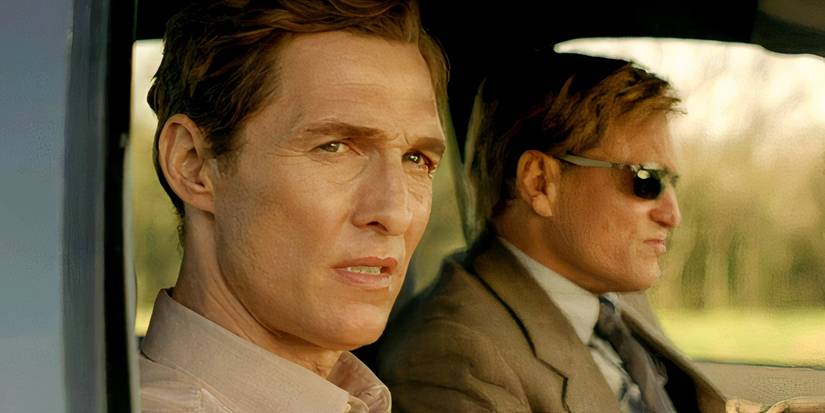 Matthew McConaughey and Woody Harrelson in the car in True Detective season 1