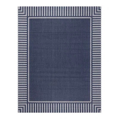 Striped Border Indoor/Outdoor Flatweave Rug