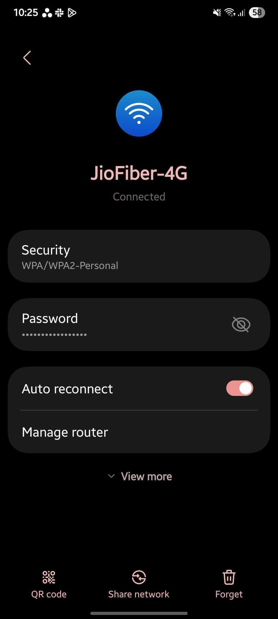 Screenshot showing a Wi-Fi connection in One UI