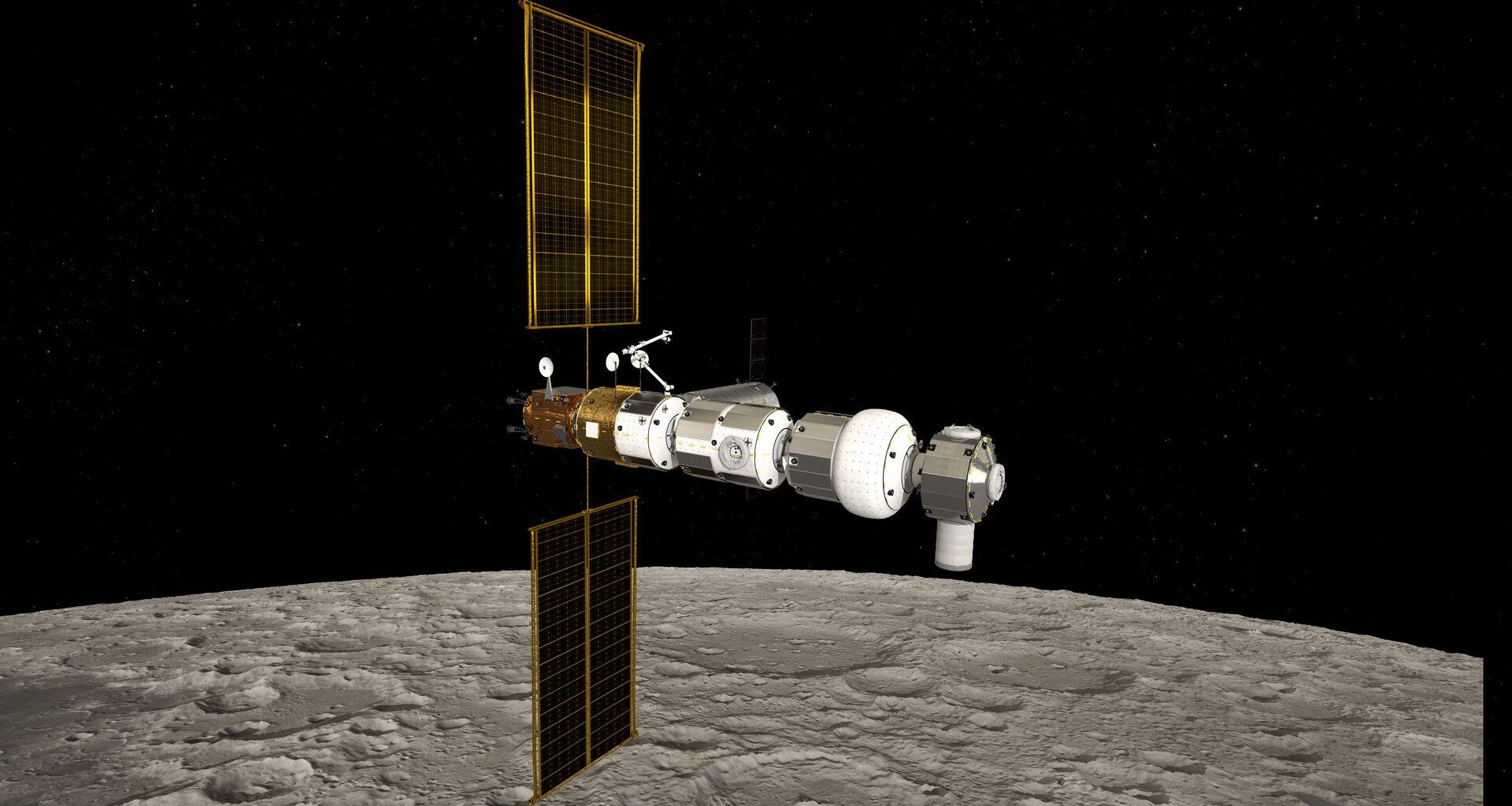 An artist's impression of the Lunar Gateway, the next structure to be launched by the partners of the International Space Station.