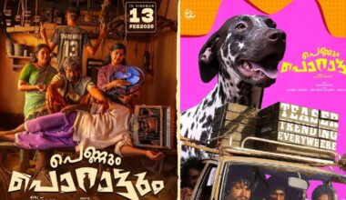 'Pennum Porattum' movie posters. Photo: Instagram/Rajesh Madhavan