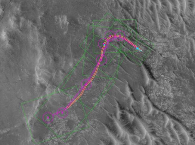 This annotated orbital image depicts the AI-planned (depicted in magenta) and actual (orange) routes the Perseverance Mars rover took during its Dec. 10, 2025, drive at Jezero Crater. Credit: NASA/JPL-Caltech/UofA This annotated orbital image depicts the AI-planned (depicted in magenta) and actual (orange) routes the Perseverance Mars rover took during its Dec. 10, 2025, drive at Jezero Crater. Credit: NASA/JPL-Caltech/UofA
