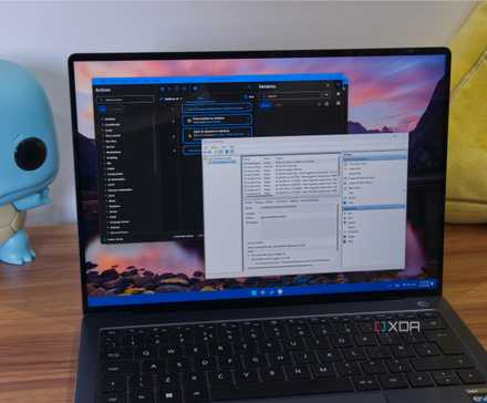 A Windows 11 laptop running Power Automate and Task Scheduler