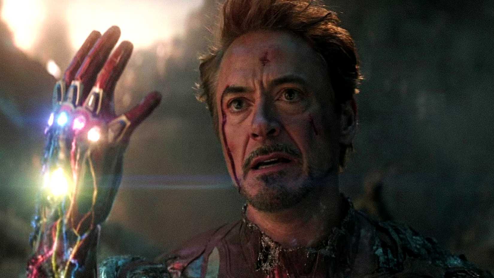 Robert Downey Jr.'s Iron Man snaps with the Infinity Stones in Avengers Endgame's final battle