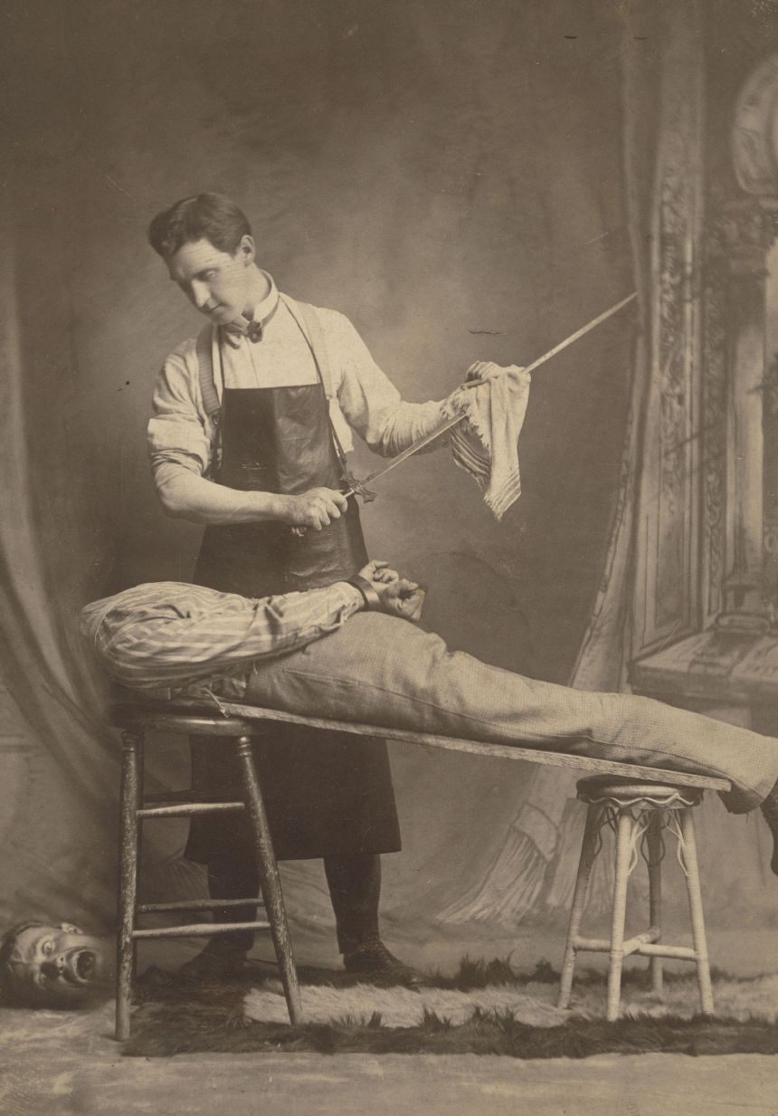 This image, entitled 'Beheading,' was created by F.M, Hotchkiss, circa 1880-1900.