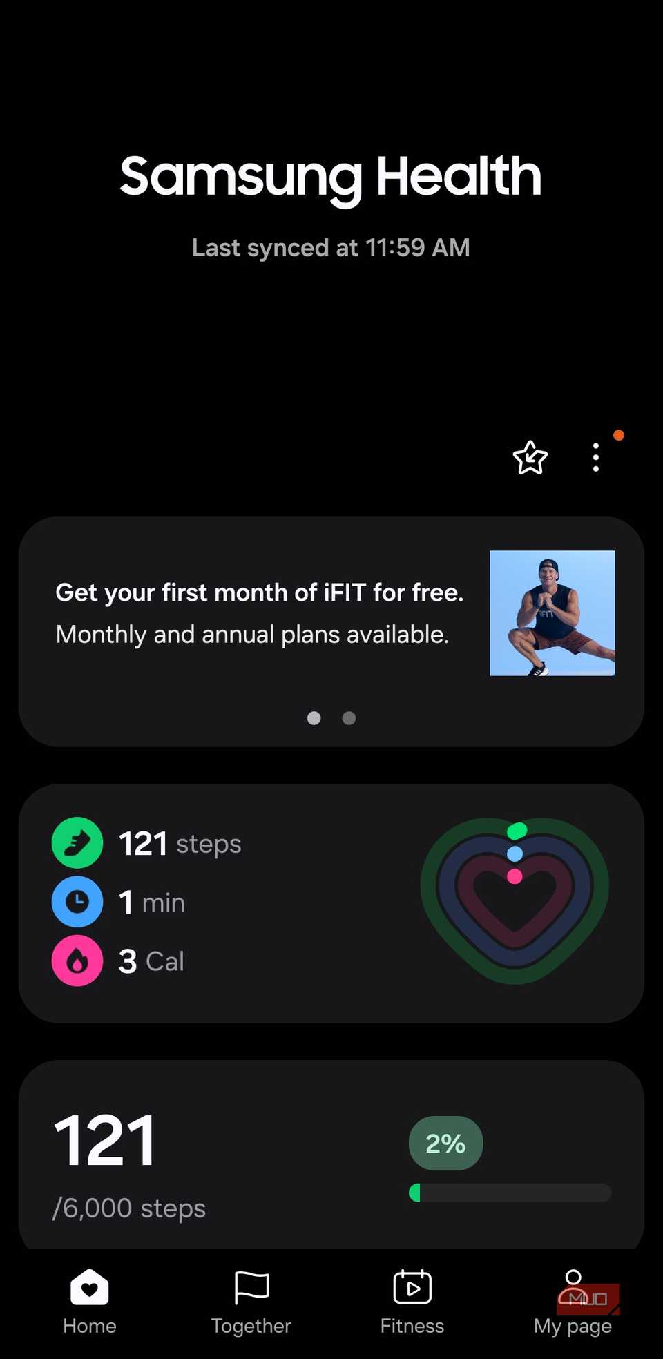 Samsung Health app on phone