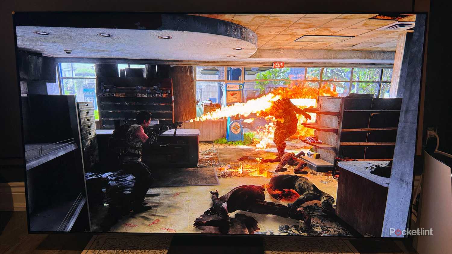 The Last of Us Part II for PS5, running on a Samsung S90F OLED TV.