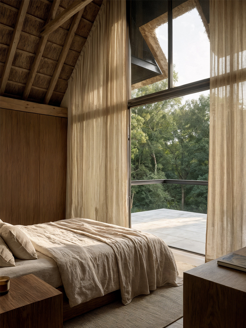 pitched thatched roof tops conical white-bricked sarchina villa