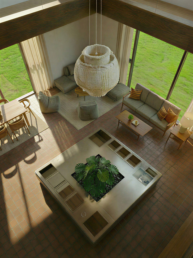 pitched thatched roof tops conical white-bricked sarchina villa