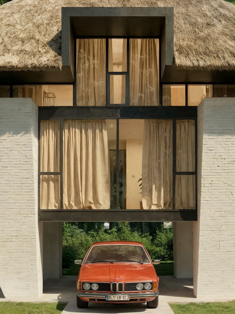 pitched thatched roof tops conical white-bricked sarchina villa