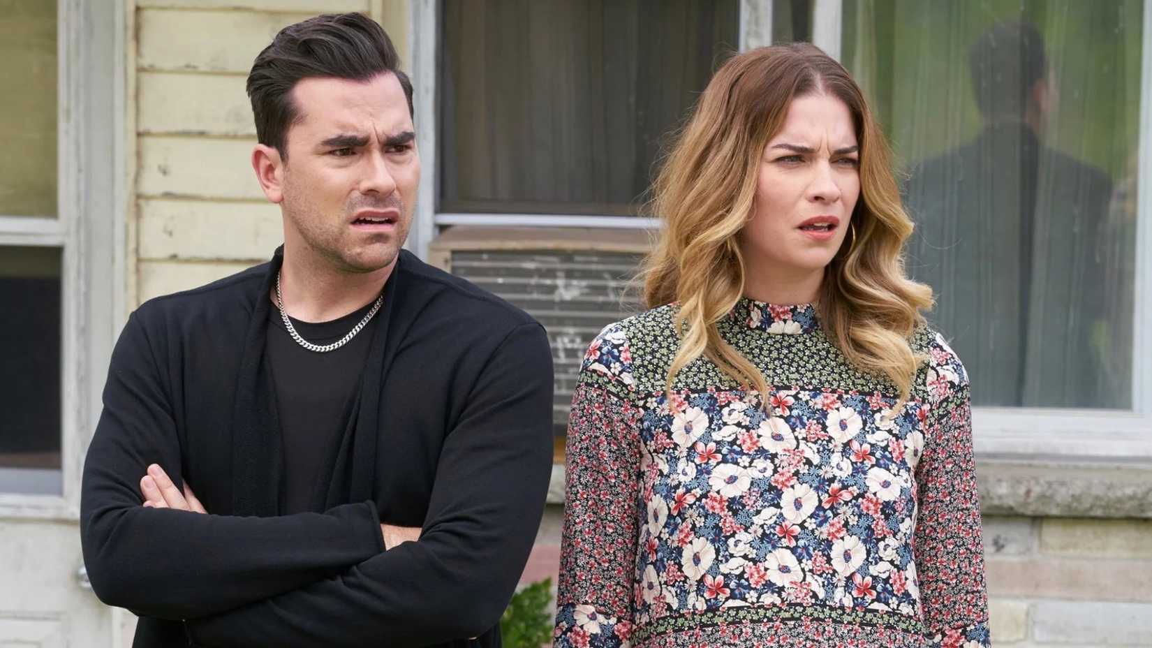 Alexis and David Rose in the sitcom Schitt's Creek.