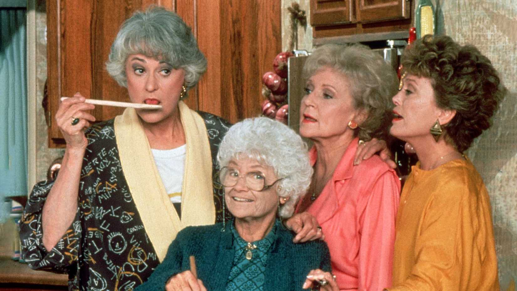 Sophia, Blanche, Rose, and Dorothy in the sitcom The Golden Girls.