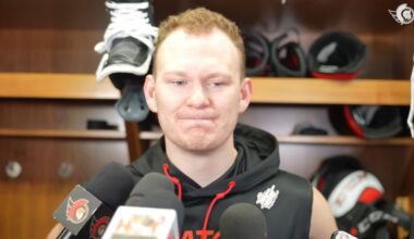 Brady Tkachuk says a video of him mocking Canadians is 'clearly fake'. Pic: Ottawa Senators/YouTube