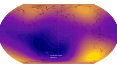 A giant weak spot in Earth’s magnetic field is now half the size of Europe