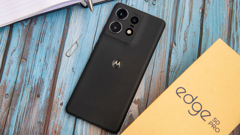 A Motorola Edge 50 Pro phone on a table