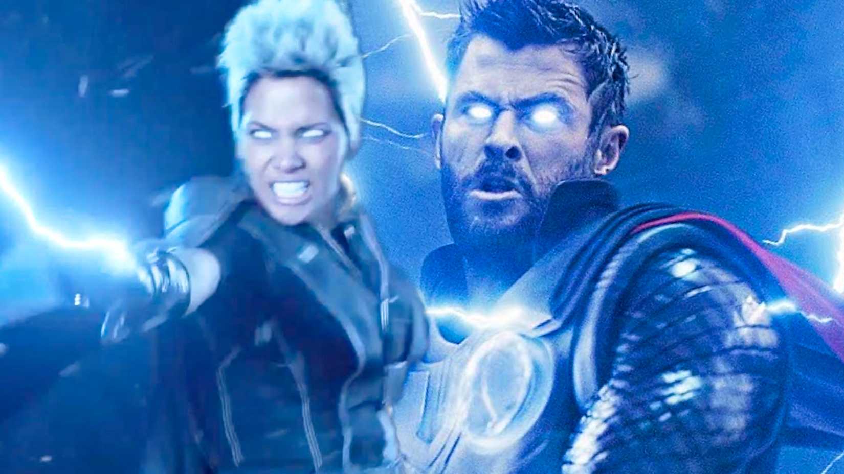 Storm and Thor Using Lightning Powers Marvel Movies