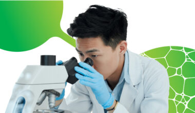 Teva scientist using microscope working on research for innovative medicines