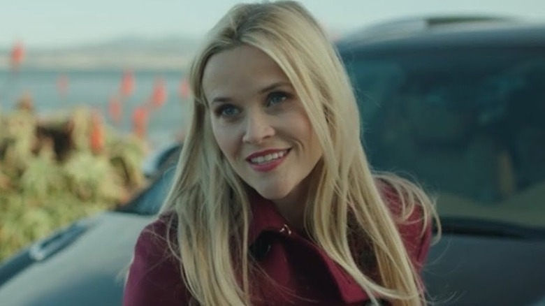 Madeline smiling in red coat on Big Little Lies