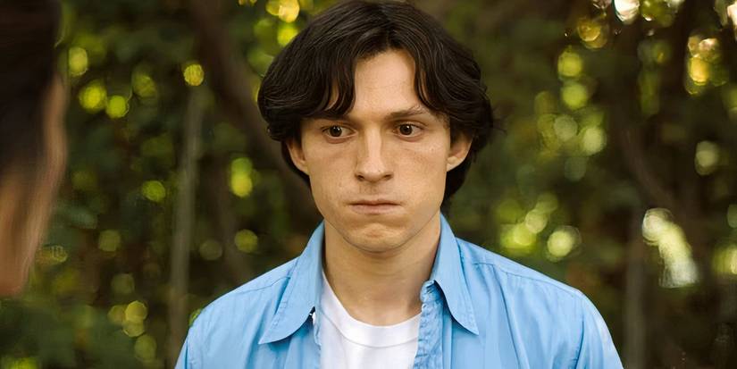 Tom Holland is looking down in The Crowded Room