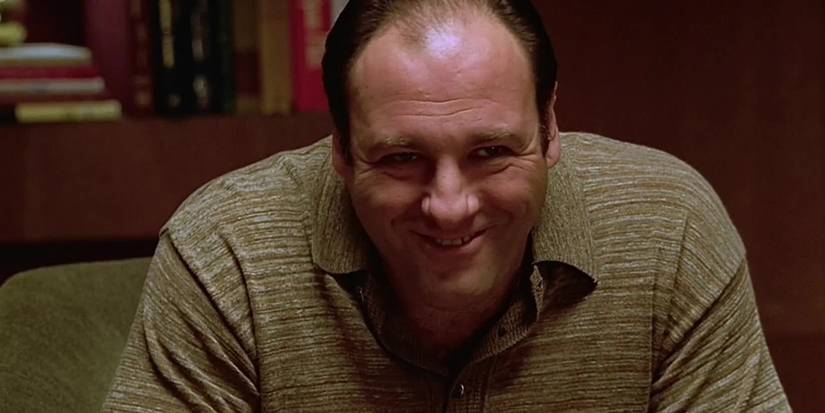 Tony Soprano (James Gandolfini) smiling in The Sopranos season 1, episode 7