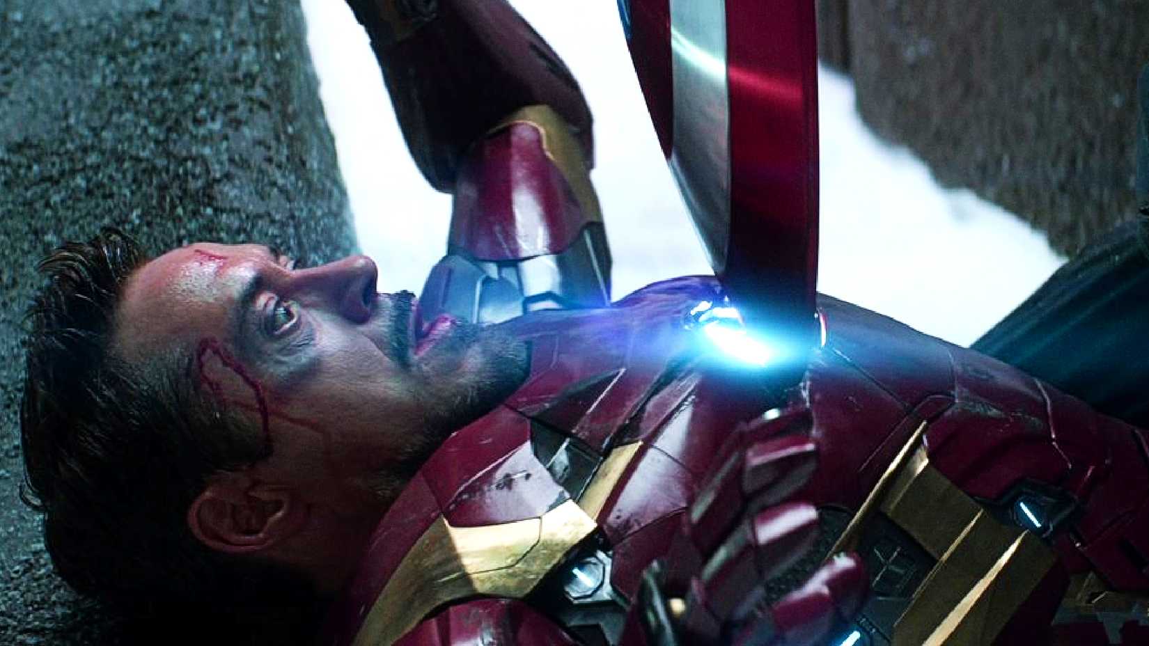 Tony Stark sees Captain America's shield get embedded in his Iron Man armor in Civil War
