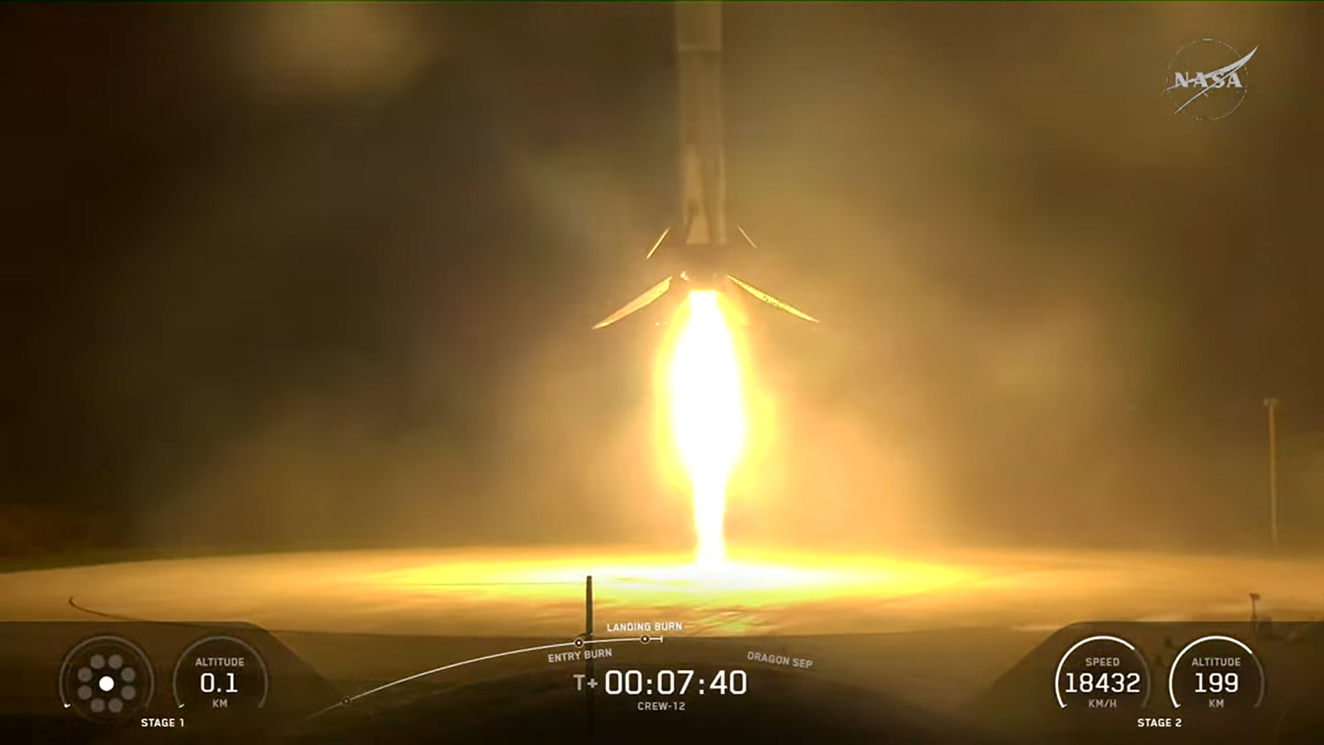 NASA's SpaceX Crew-12 Launch booster landing at Landing Pad 40