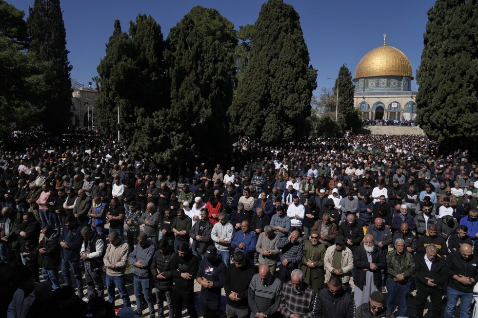 Muslims gather for first Friday prayers of Ramadan at Al-Aqsa mosque in Jerusalem