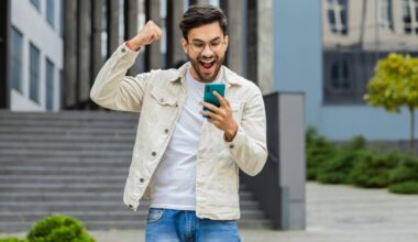 Investor celebrating a huge stock win.