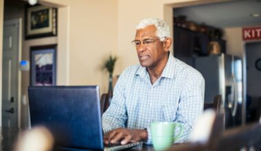A person at a laptop.