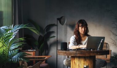 Person working on a laptop.