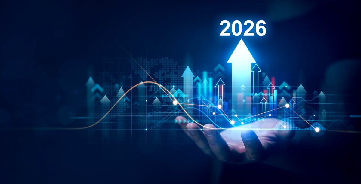 Arrows in blue pointing upward with the year 2026 displayed on top.