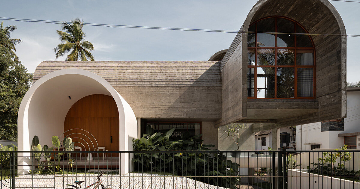 encasa archstudio shapes tropical house with interlocking vaults