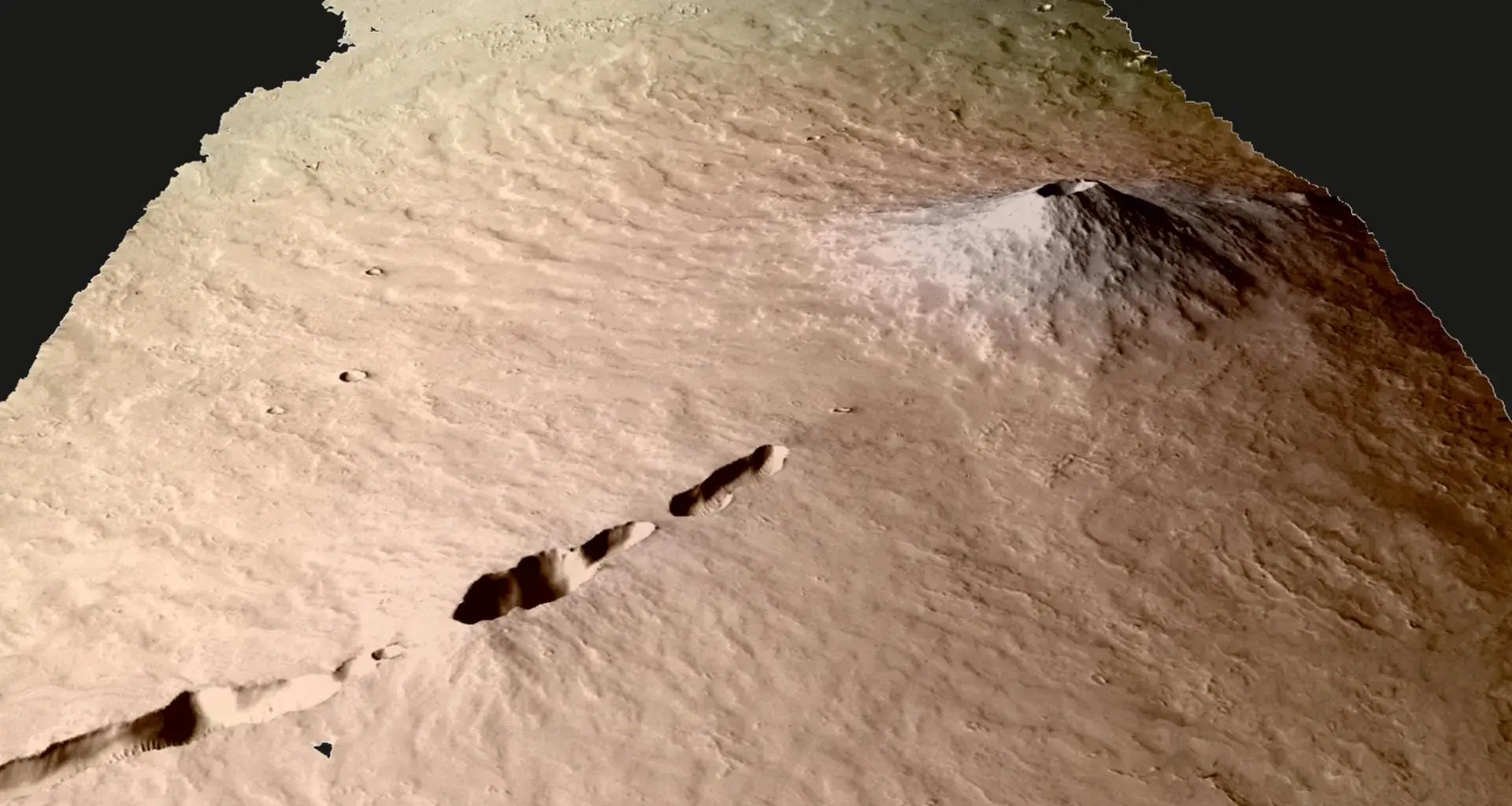 Young Mars volcano hides a powerful magma engine beneath the surface