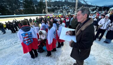 French artist finds happiness drawing spectators at his 17th Olympics in Cortina