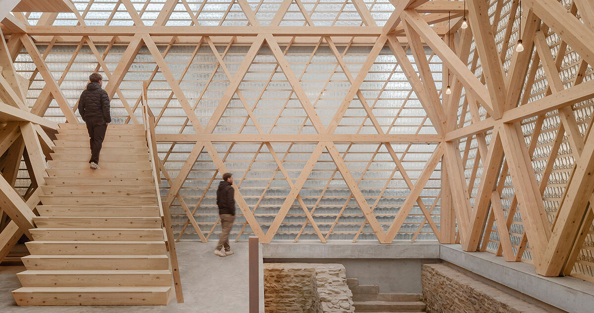 glass shingles wrap timber-framed museum by wulf architekten