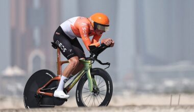 Ineos Grenadiers's British rider Joshua Michael Tarling competes during the second stage of the UAE Tour cycling event on al-Hudayriyat Island in Abu Dhabi on February 17, 2026. (Photo by Fadel SENNA / AFP)