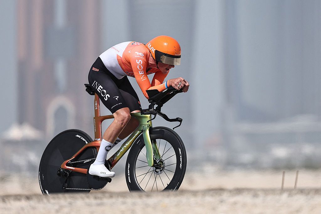 Ineos Grenadiers's British rider Joshua Michael Tarling competes during the second stage of the UAE Tour cycling event on al-Hudayriyat Island in Abu Dhabi on February 17, 2026. (Photo by Fadel SENNA / AFP)