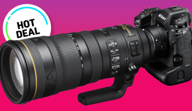 Nikon F-mount lens mounted on Z-series camera via an FTZ II Mount Adaptor