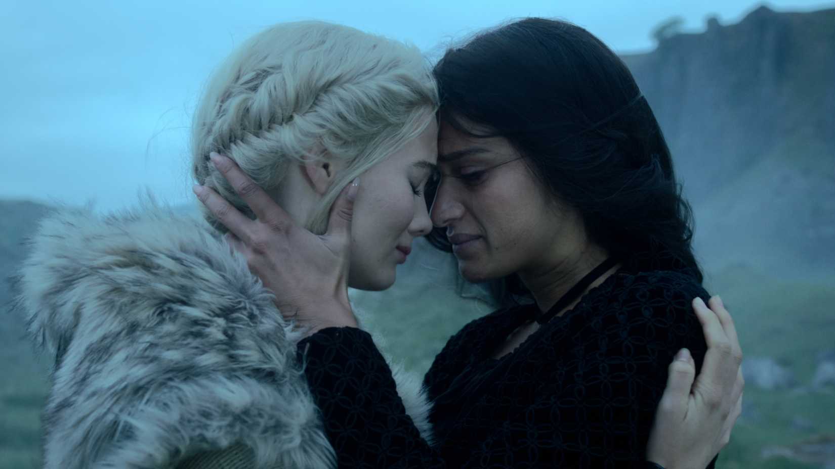 Yennefer played by Anya Chalotra hugging Ciri played by Freya Allan in The Witcher season 4