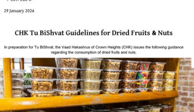 CHK Issues Tu BiShvat Kashrus Guidelines for Dried Fruits and Nuts