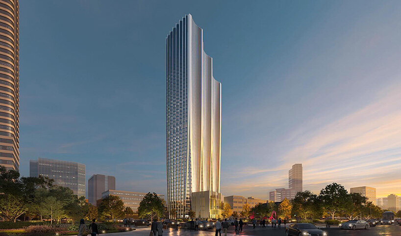 zaha hadid architects unveils stepping skyscraper to rise over historic post office in taipei