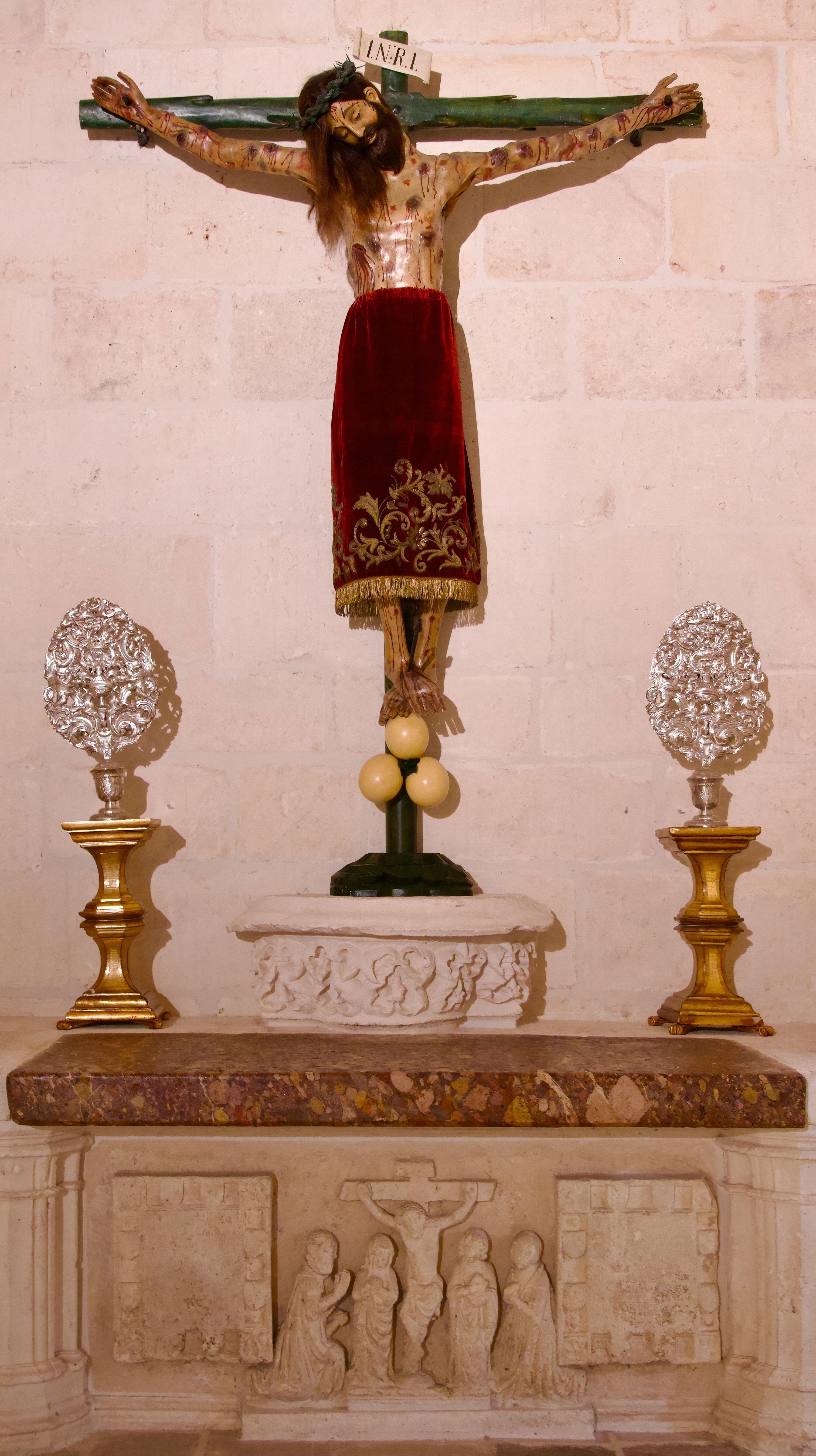 Sculpture of Jesus Christ crucified on the cross in the Cathedral of Saint Mary of Burgos.