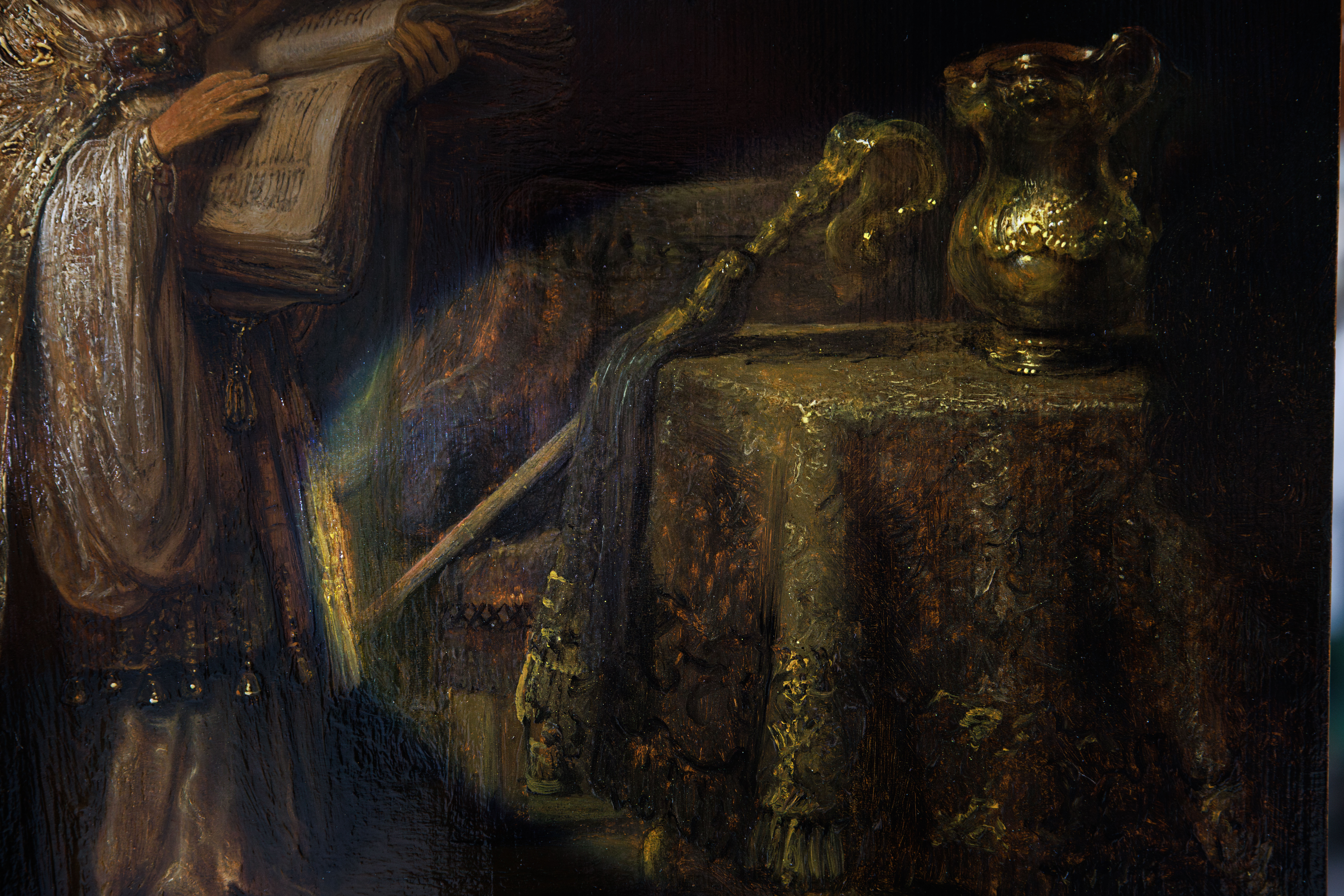 Illustration of a detail from Rembrandt's Vision of Zacharias in the Temple.