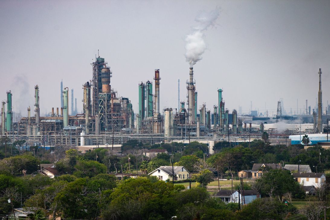 An industrial plant behind Corpus Christi's Hillcrest neighborhood in 2022.