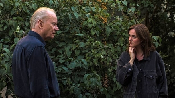 Stellan Skarsgård as Gustav and Renate Reinsve as Nora talk things out in Sentimental Value