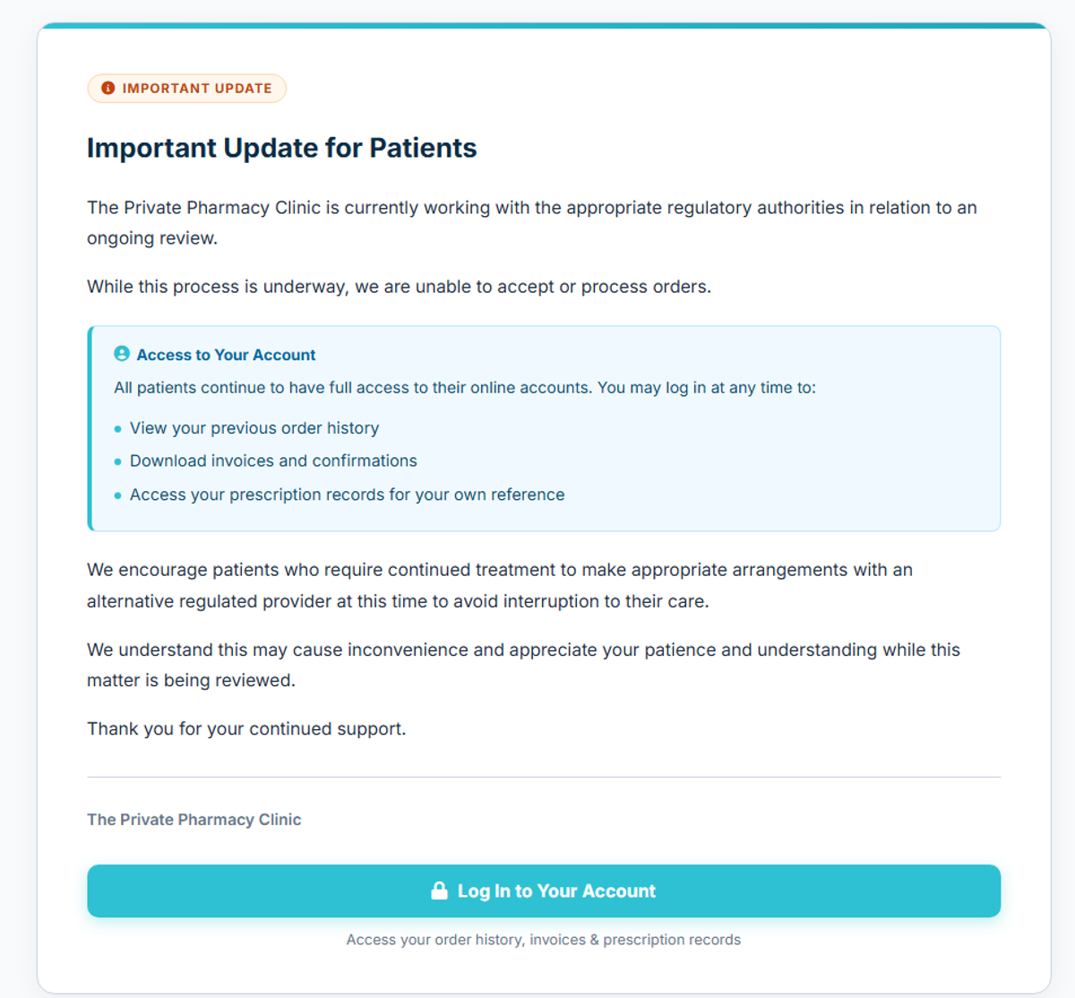 A post on The Private Pharmacy Clinic website